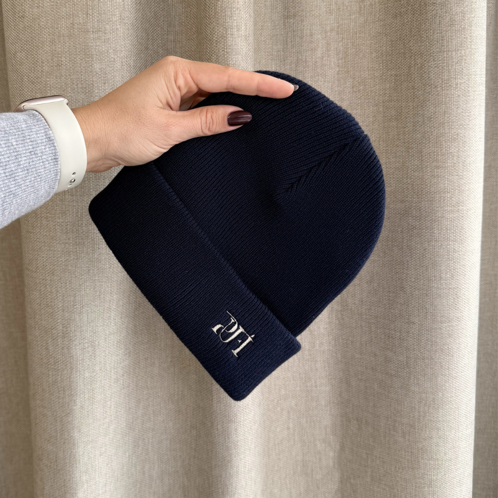 Knitted organic beanie - Oxford navy