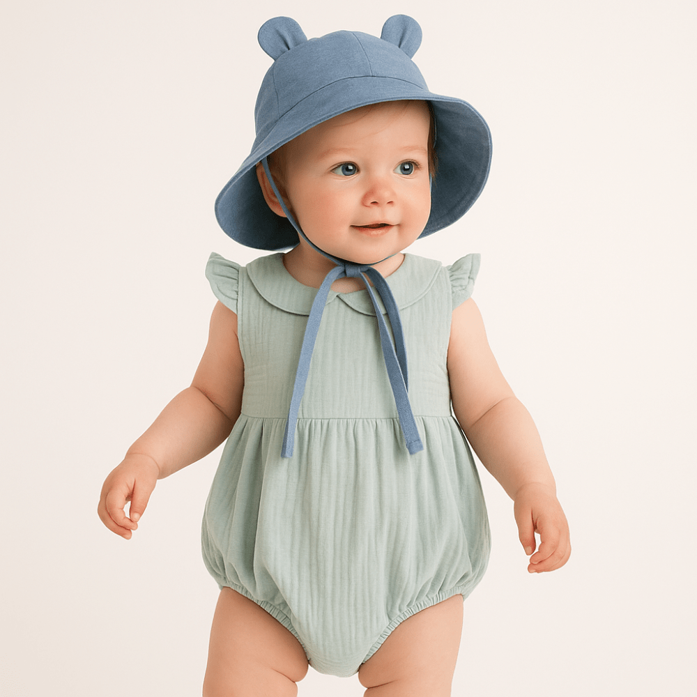 Otroški muslin romper z naborki - Mint - PUFFI