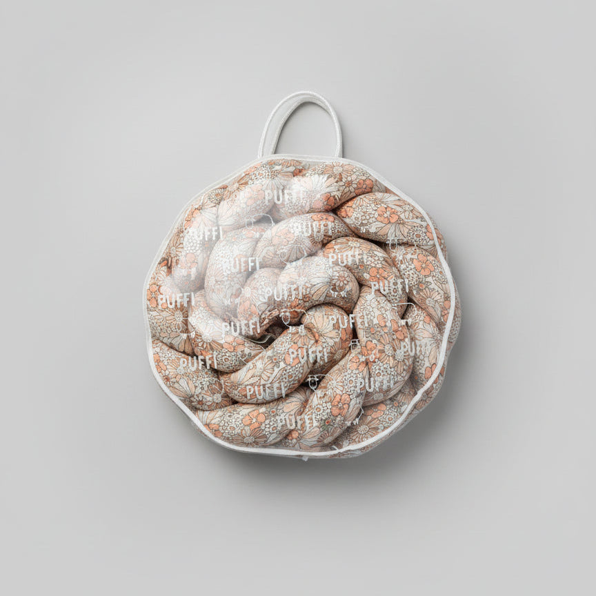 Enojna obroba za otroško posteljo JERSEY CHEERFUL FLOWER PEACH