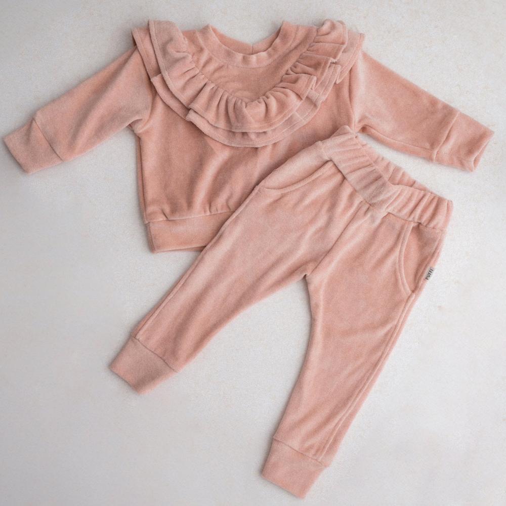 Hlače FLUFFY - PLIŠ POWDER PINK - PUFFI