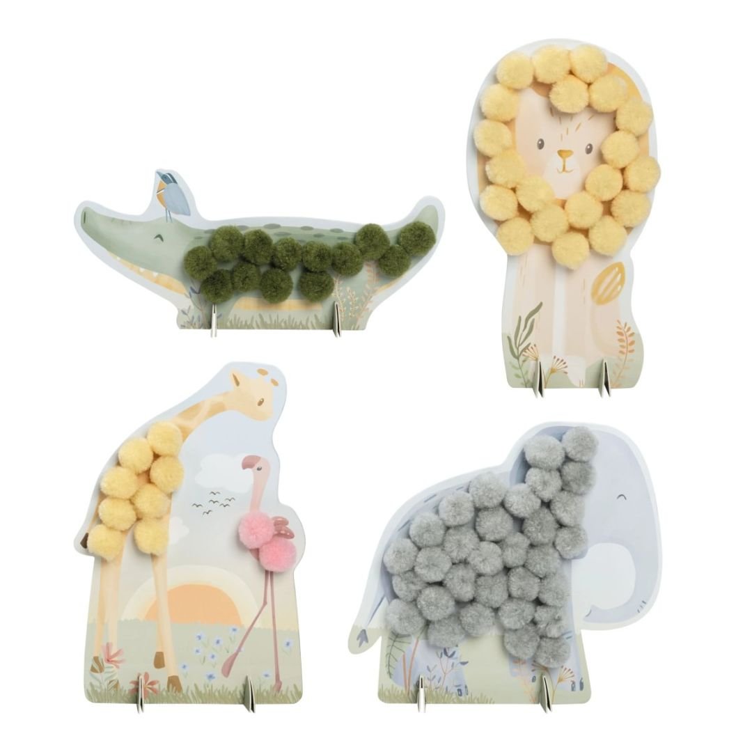 Little Dutch Kartice s pomponi Safari - PUFFI