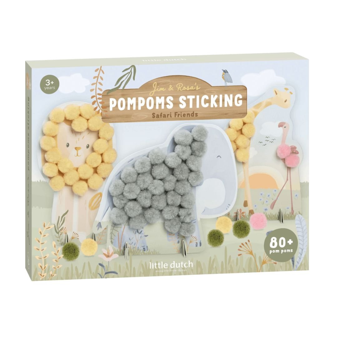 Little Dutch kartice s pomponi Safari Friends kreativni set za otroke