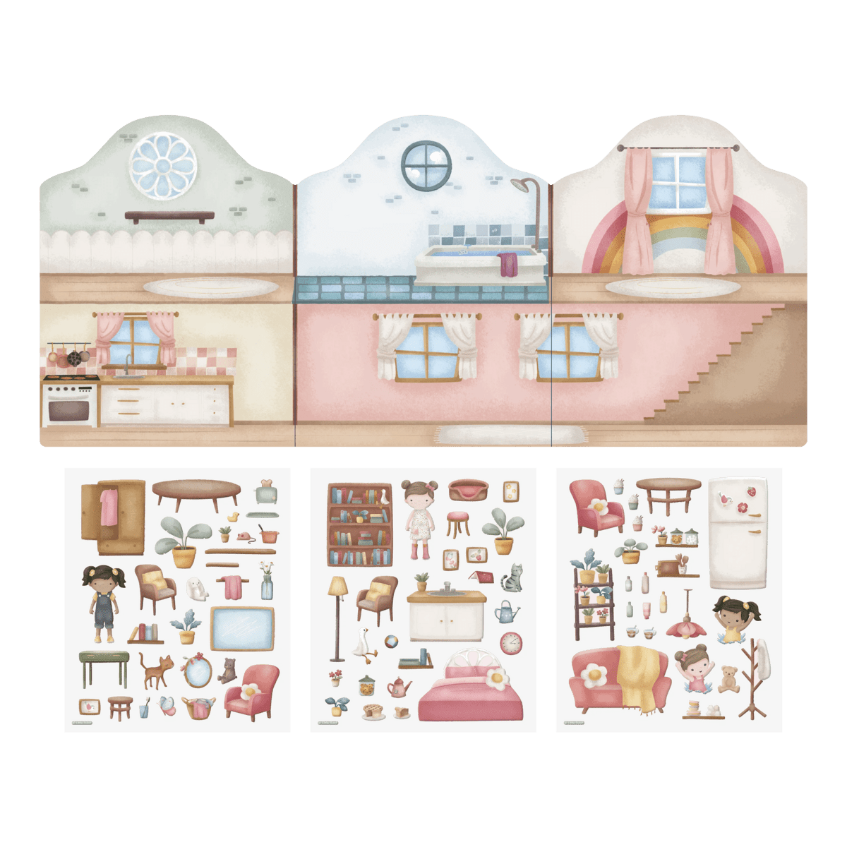 Little Dutch® Knjižica z nalepkami za večkratno uporabo Rosa &amp; Friends - PUFFI