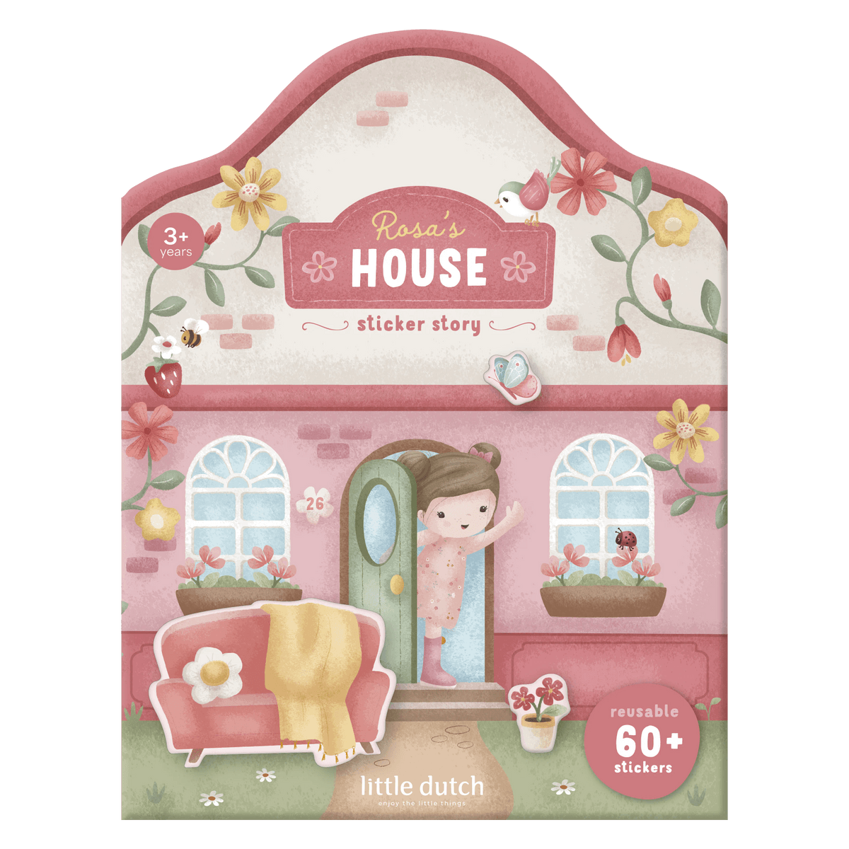 Little Dutch® Knjižica z nalepkami za večkratno uporabo Rosa &amp; Friends - PUFFI