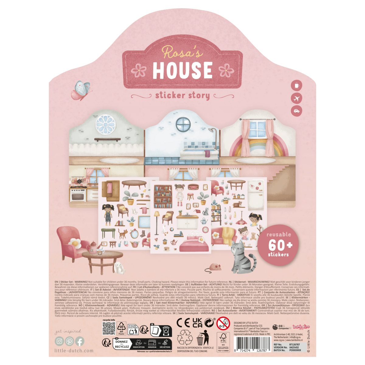 Little Dutch® Knjižica z nalepkami za večkratno uporabo Rosa &amp; Friends - PUFFI