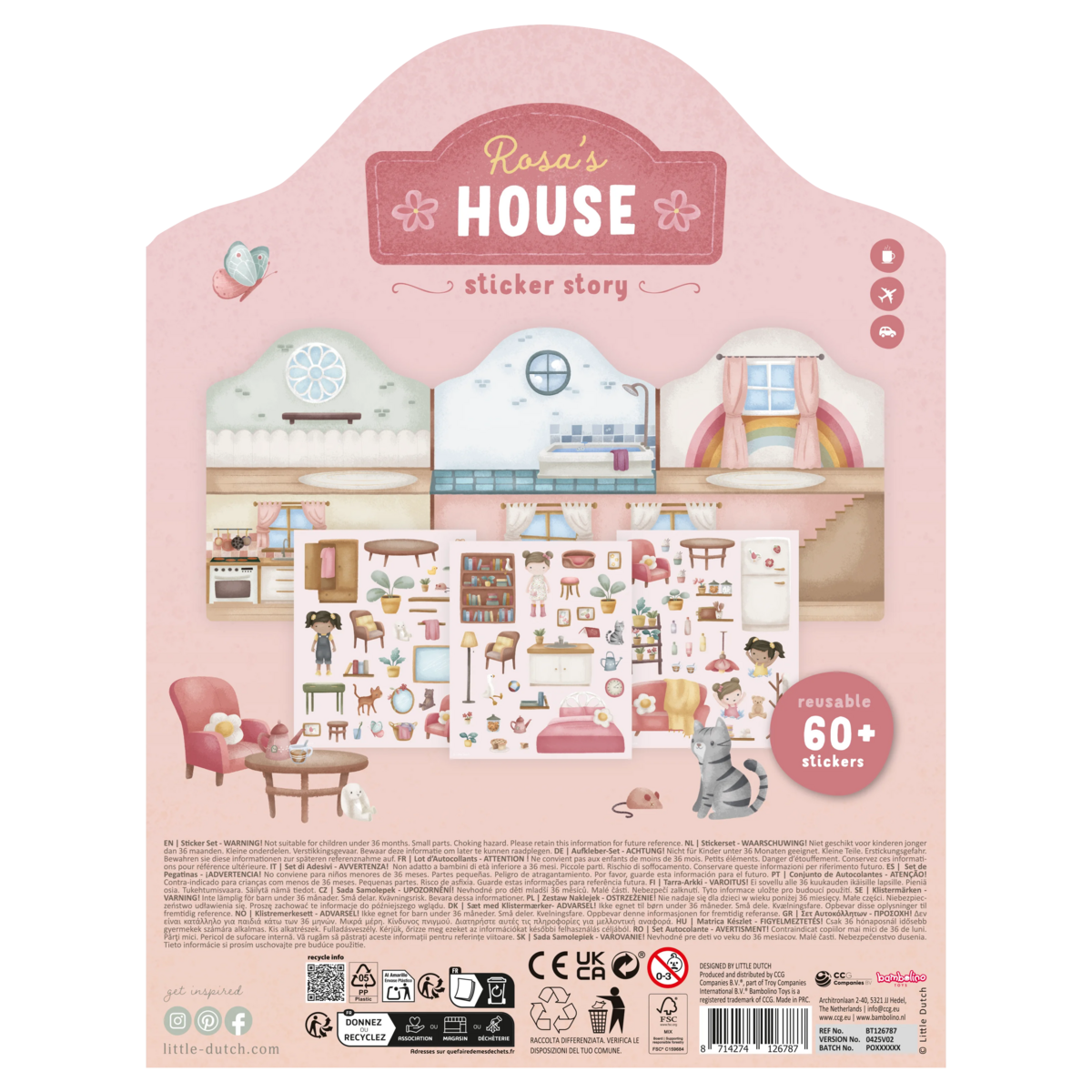 Little Dutch® Knjižica z nalepkami za večkratno uporabo Rosa &amp; Friends