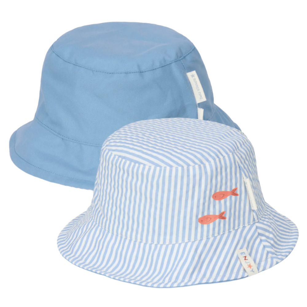 Little Dutch® Obojestranski klobuček Stripes Ocean Blue - PUFFI