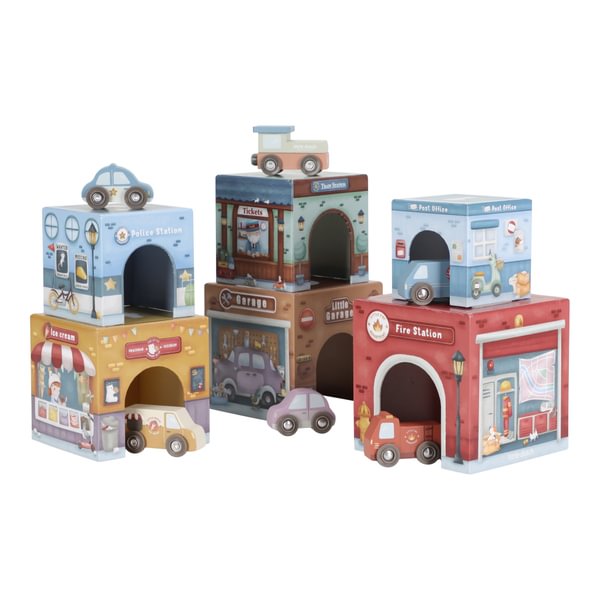 Little Dutch® Piramida iz kock z avtomobilčki