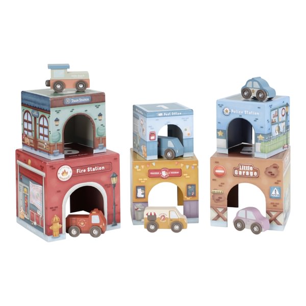 Little Dutch® Piramida iz kock z avtomobilčki