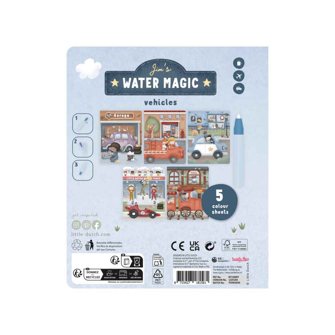 Little Dutch Water magic book Jim Vehicles - PUFFI