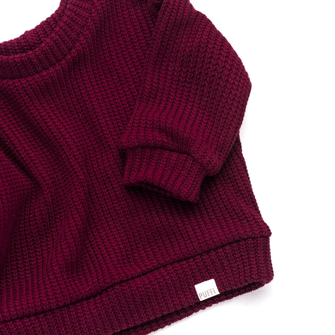 Otroška Jopa - Cable Knit Bordeaux - PUFFI