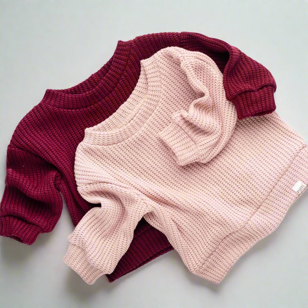 Otroška Jopa - Cable Knit Bordeaux - PUFFI