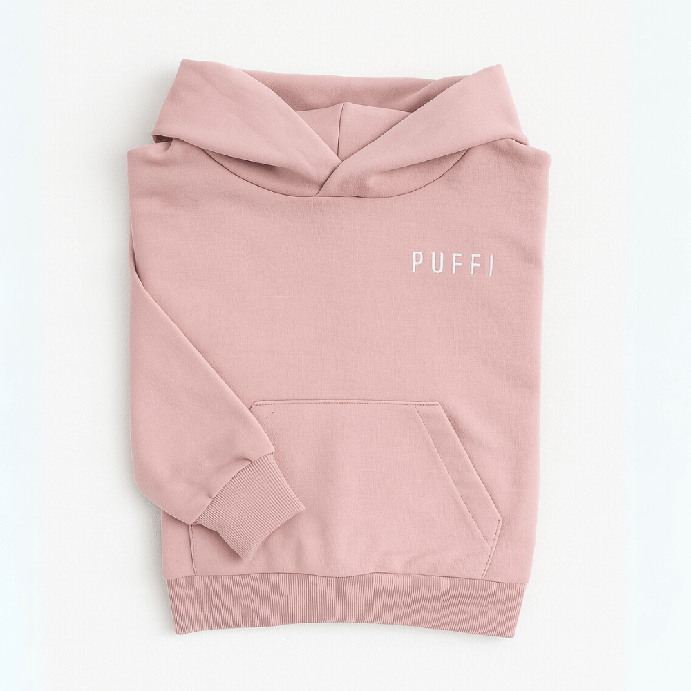 Otroška jopa Hoodie - Puder roza - PUFFI