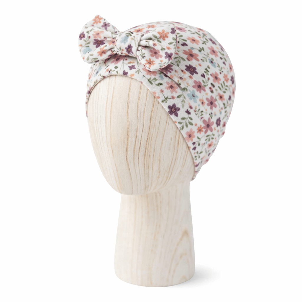 Otroška kapa Beanie + BOW Sakura flower - PUFFI