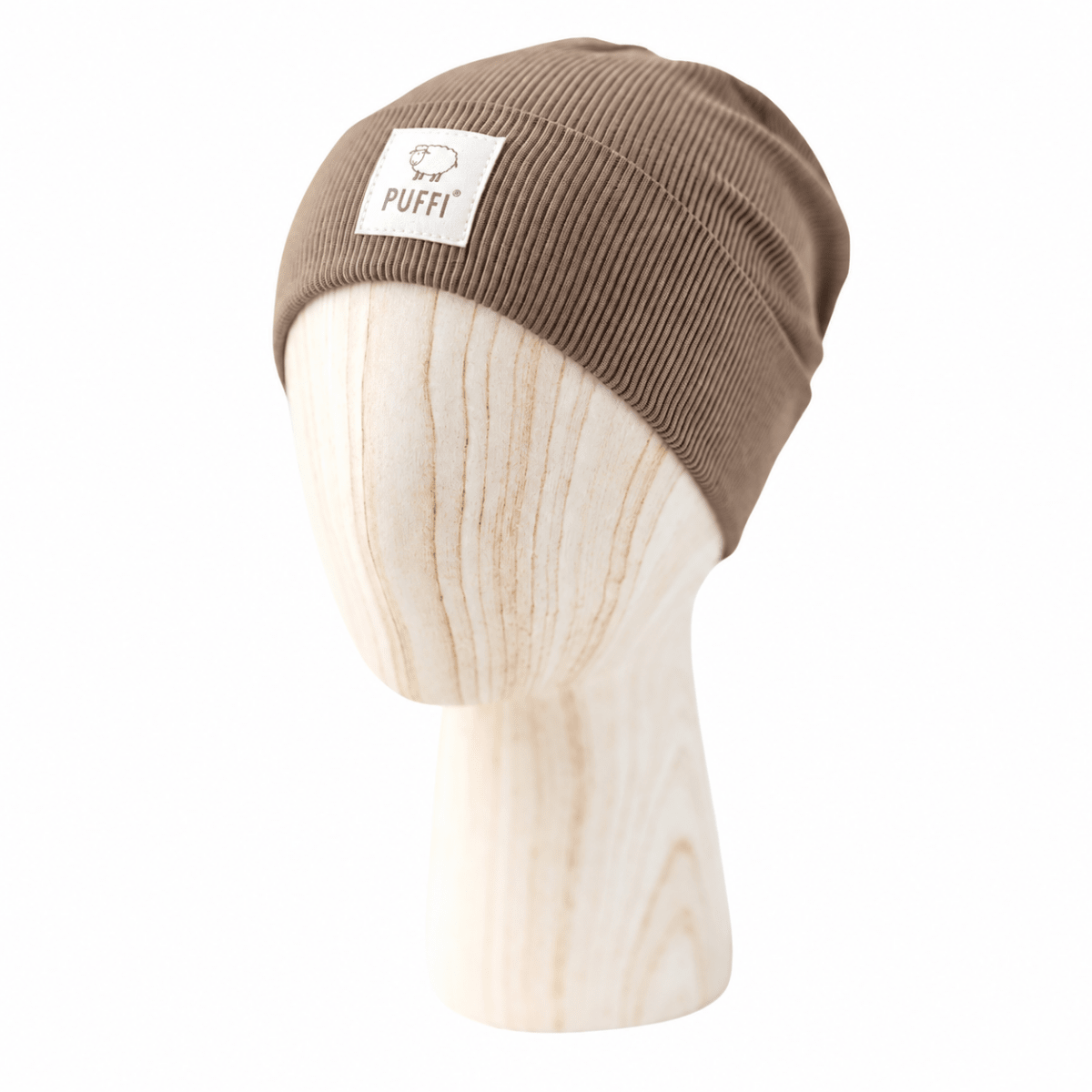 Otroška kapa Beanie - Ribbed CACAO - PUFFI