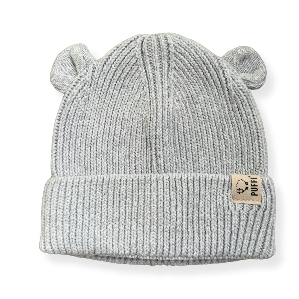 Otroška kapa Knitted Medo - Siva - PUFFI