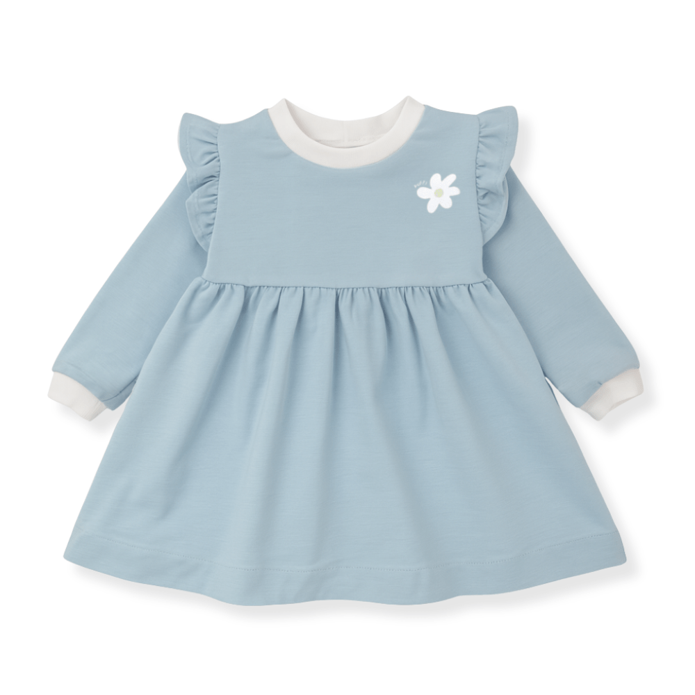 Otroška Obleka dolgi rokav z naborki - BABY BLUE - PUFFI