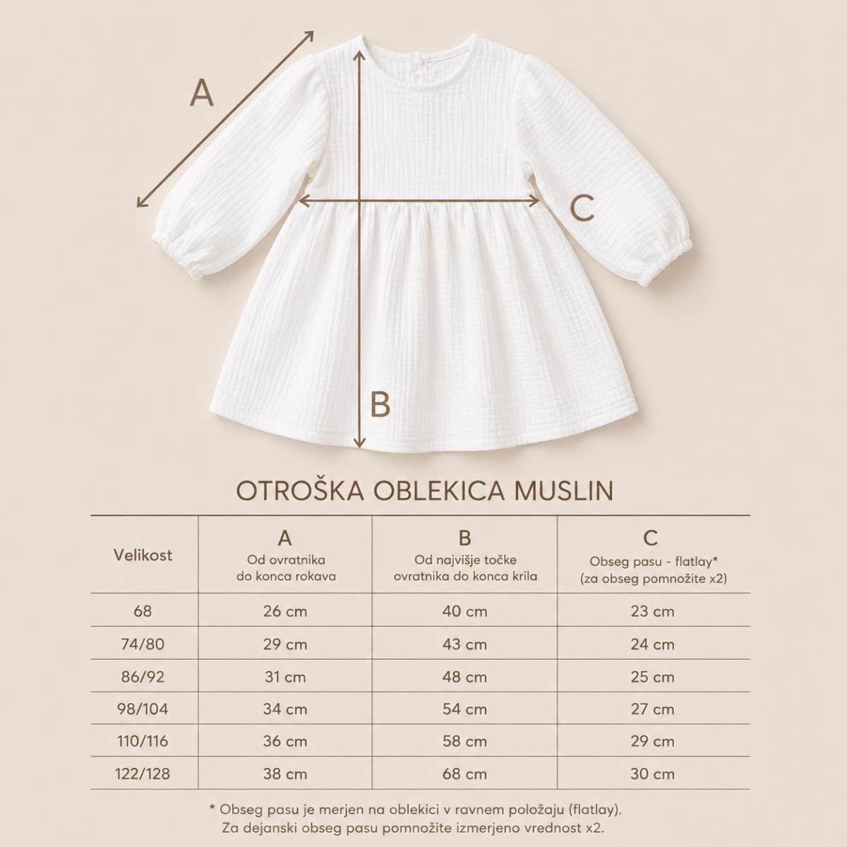 Otroška oblekica muslin - Bela - PUFFI