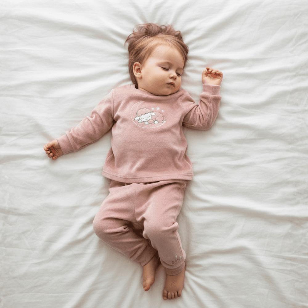 Otroška pižama iz velurja - Dusty Pink - PUFFI