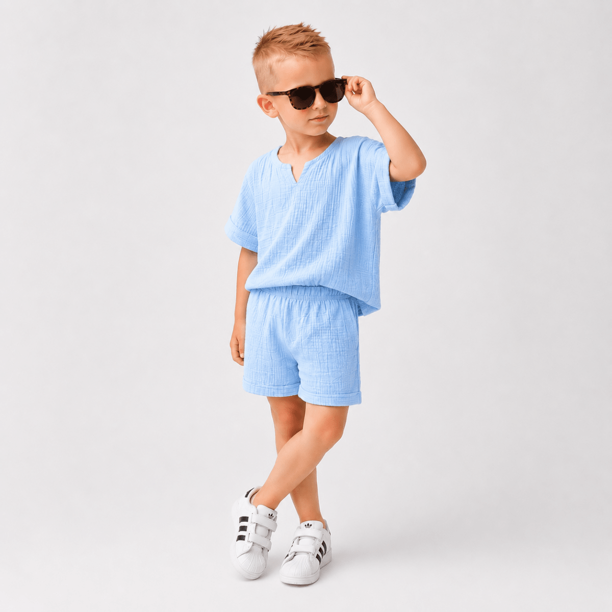 Otroške kratke hlače Breeze - Sky Blue - PUFFI