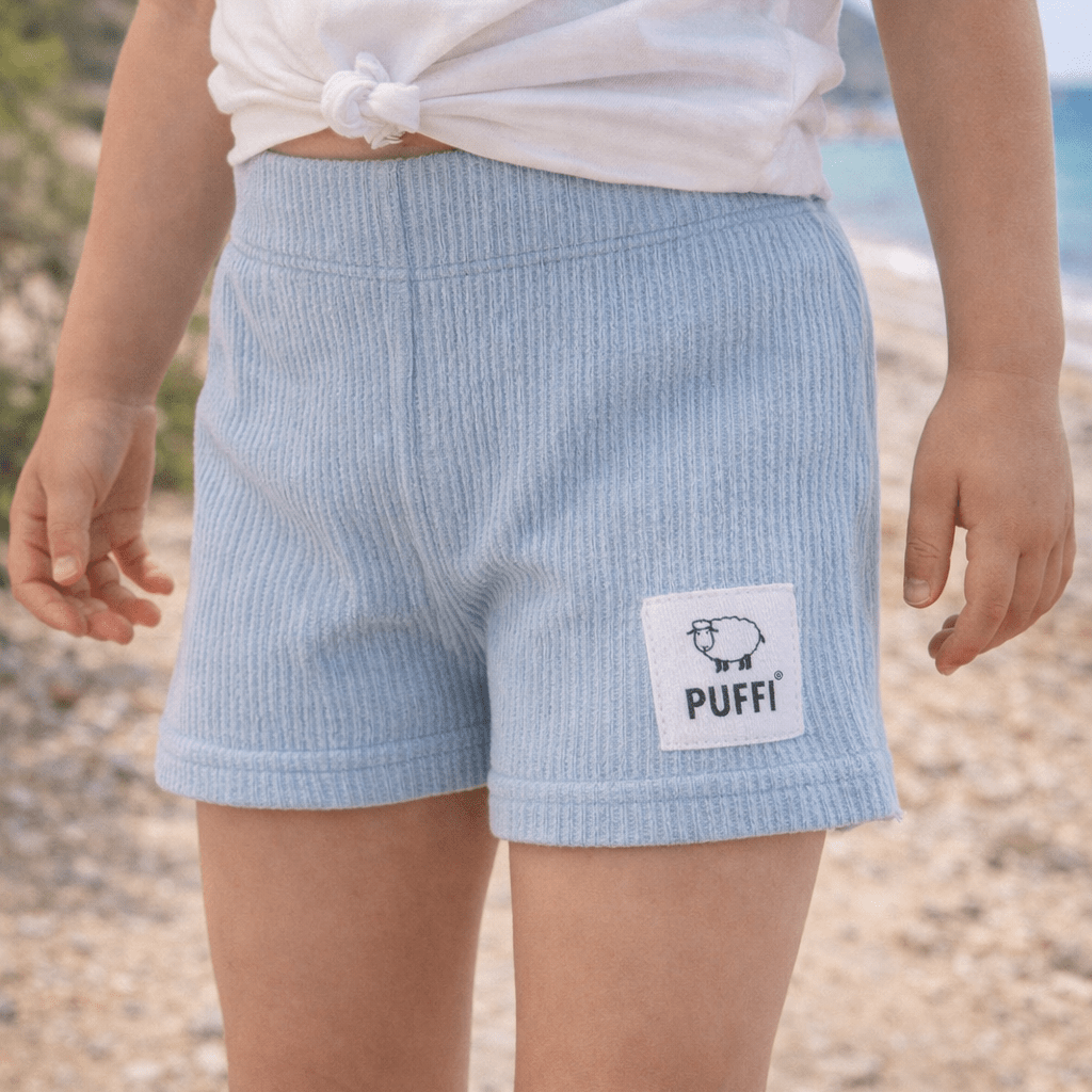 Otroške kratke hlače STRETCH WAFFLE BABY BLUE - PUFFI