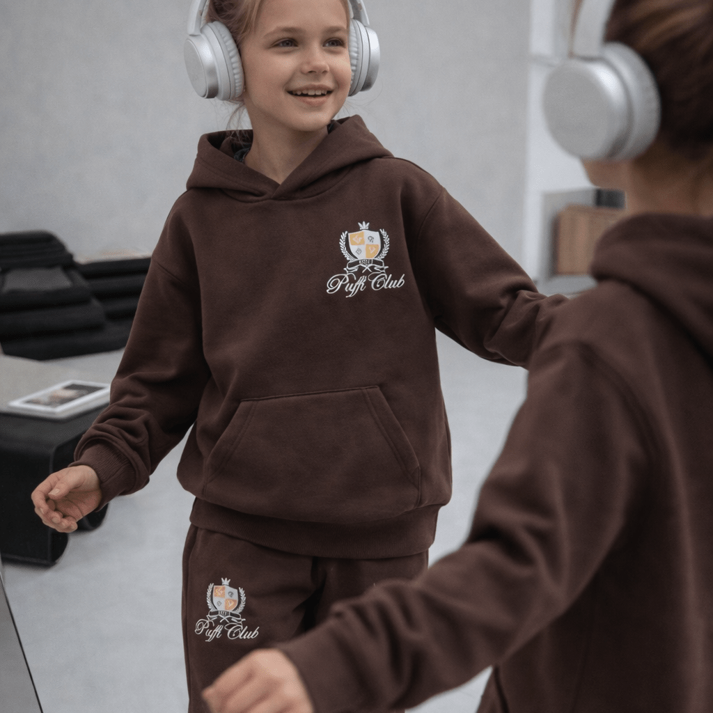 Otroški hoodie PUFFI CLUB - Čokoladna - PUFFI