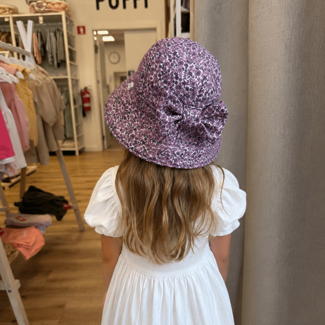 Otroški poletni klobuček z mašno, Vintage Berry - PUFFI