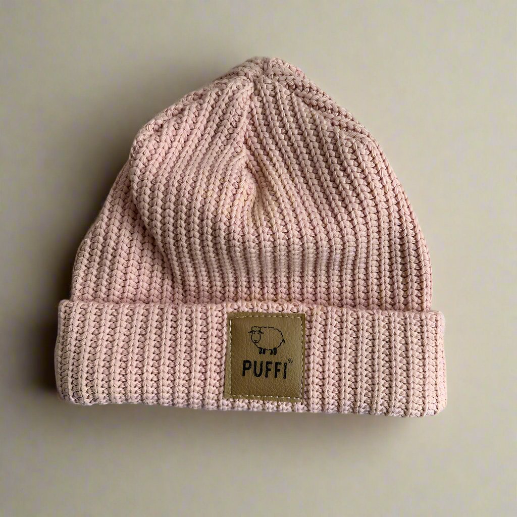 Pletena Kapa podložena - Roza - PUFFI
