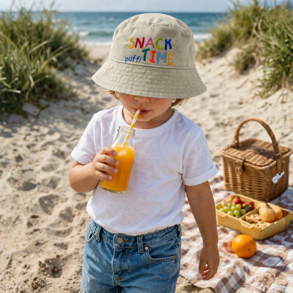 Puffi otroška bucket kapa Snack Time – UPF50+ zaščita | bež - PUFFI