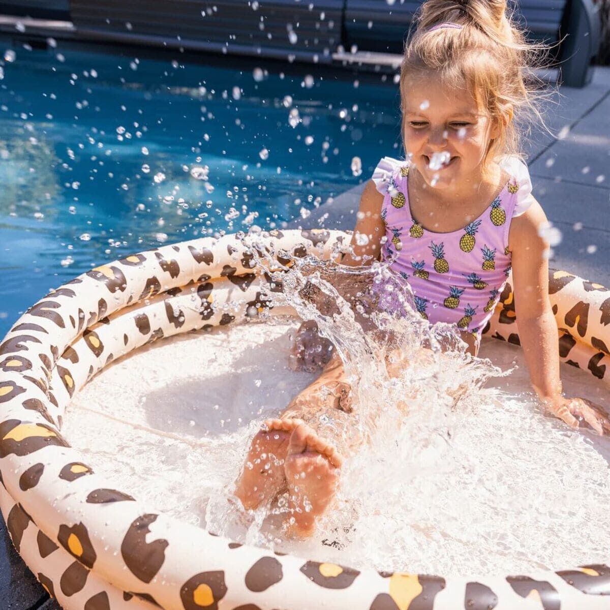 Swim Essentials Otroški bazen 100cm, Beige leopard - PUFFI